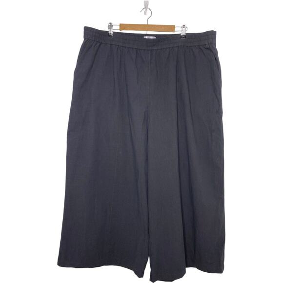 Tradlands Pants - Tradlands Womens 3X Plus Pants Wide Leg Black Elastic Waist Crop 26” Inseam